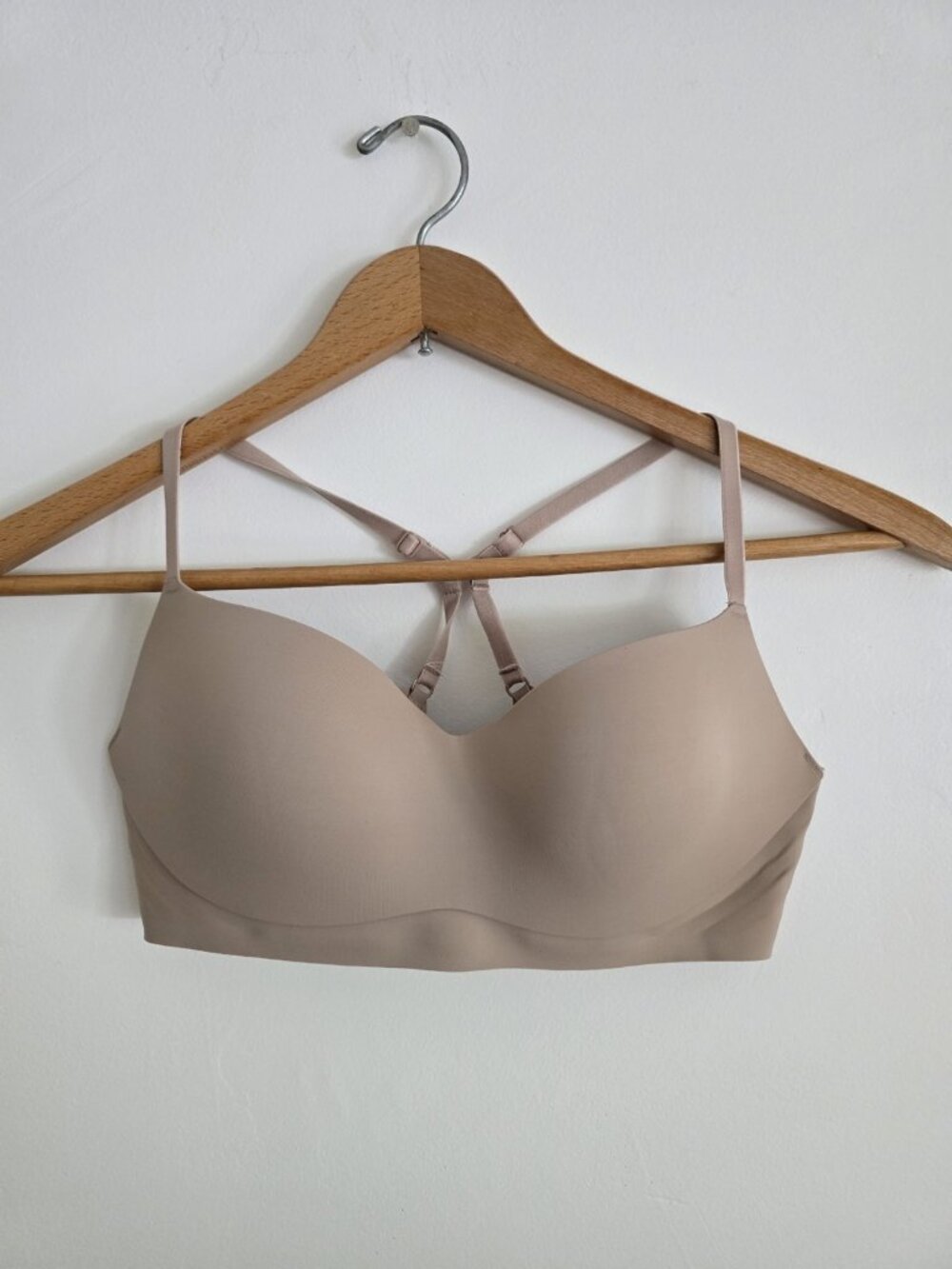 Join Eby All Day Balconette Bra XL Taupe Wireless Molded Racerback J-Hook Lined